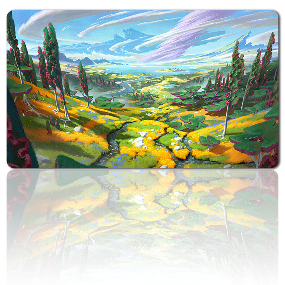 The Fertile Lands of Saulvinia - Board Game MTG Playmat Mouse Mat of TCG CCG Stitched Edge