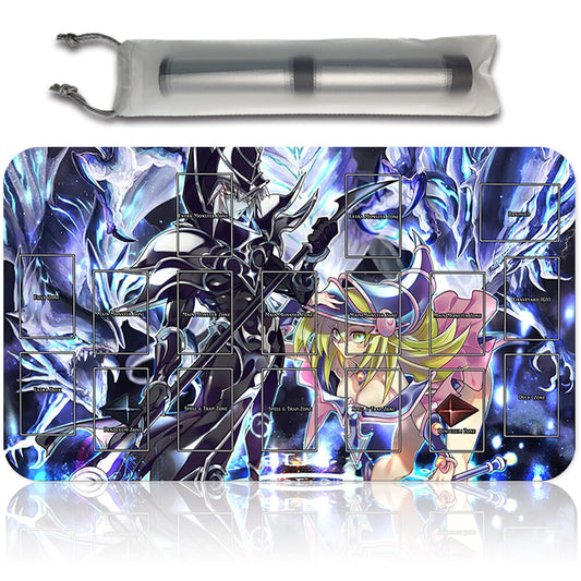 Yugioh Playmat Stitched Edge With Card Zones Yugioh Mouse pad Playmat Stitched Edge of Yugioh TCG