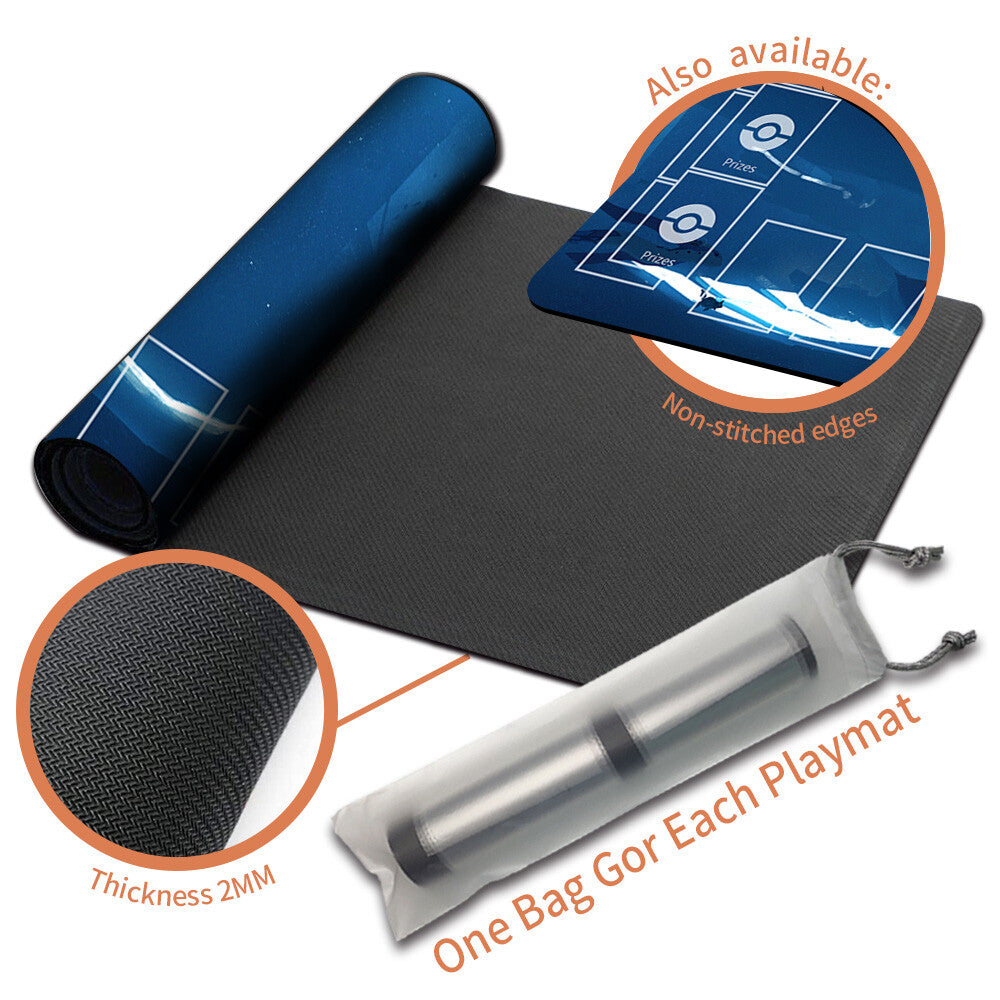 NEW Pokemon Playmat Stitched Edge with Card Zones Free Bag Rubber Playmat Stitched Edge Compatible Pokemon