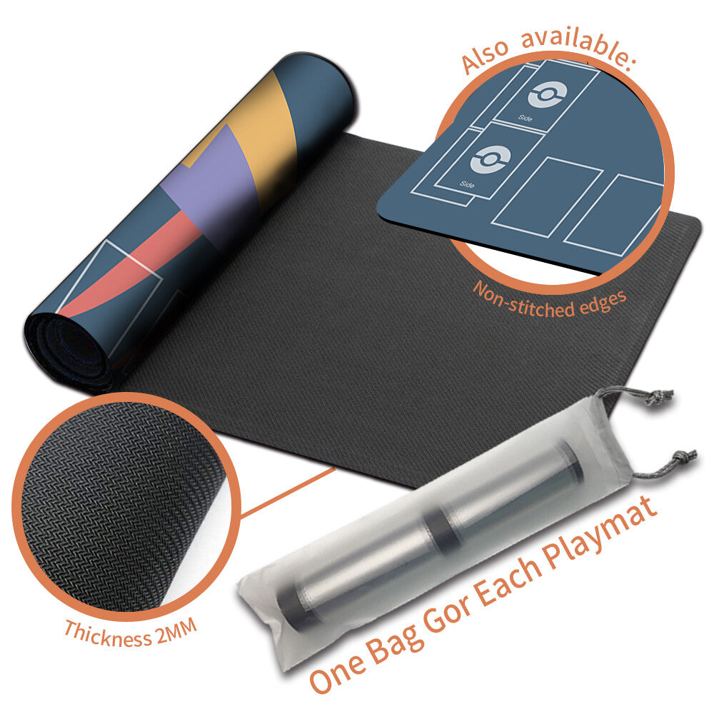 NEW Pokemon Playmat Stitched Edge with Card Zones Free Bag Rubber Playmat Stitched Edge Compatible Pokemon