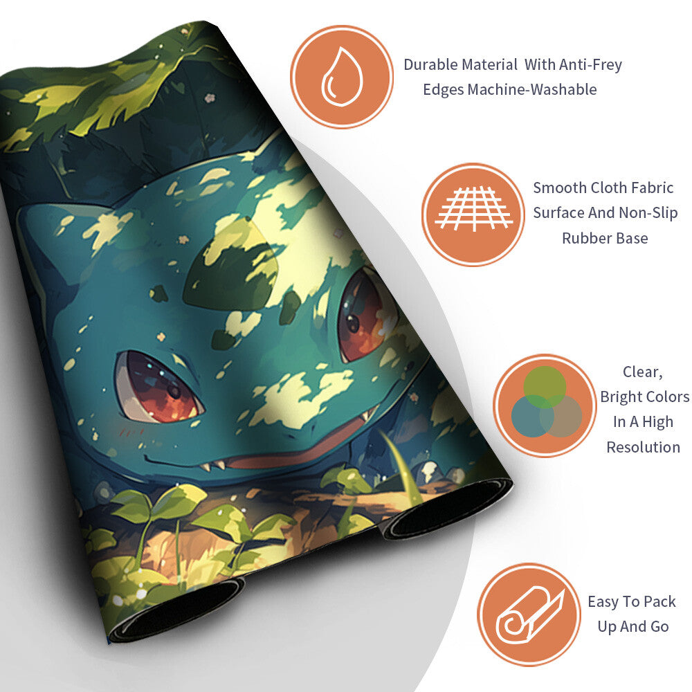 New Pokemon Bulbasaur Playmat Stitched Edge with Free Bag | Pokemon TCG Playmat Stitched Edge | 1351278
