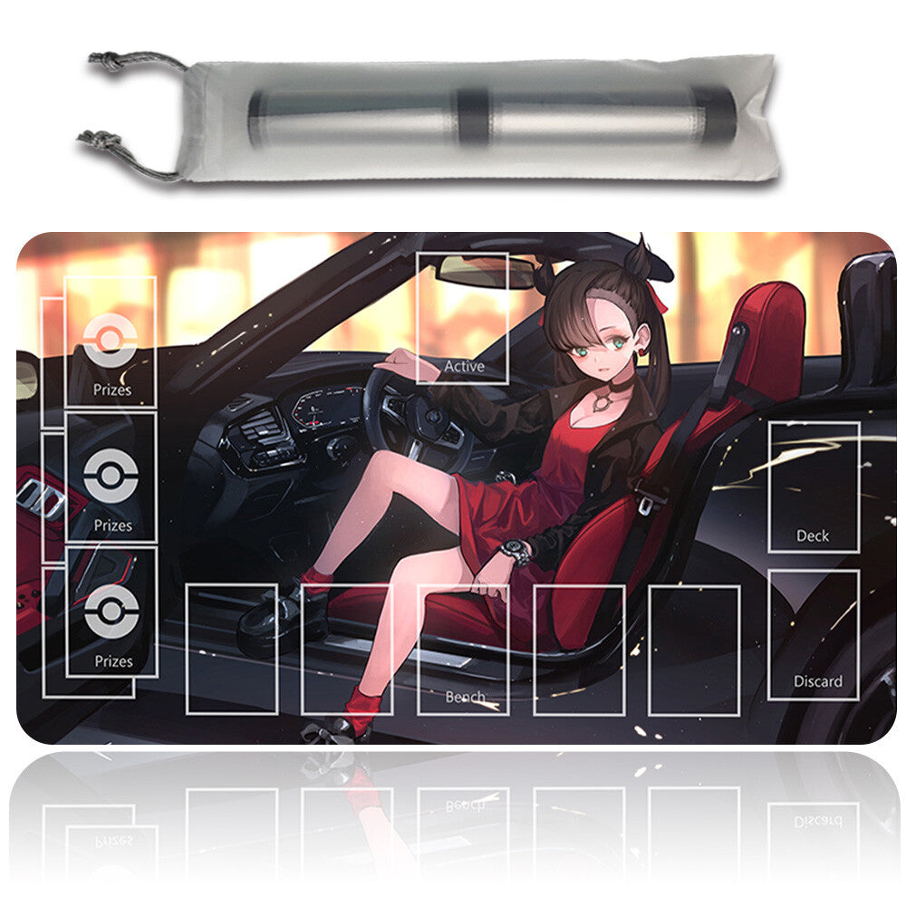 NEW Pokemon Playmat Stitched Edge with Card Zones Free Bag Rubber Playmat Stitched Edge Compatible Pokemon