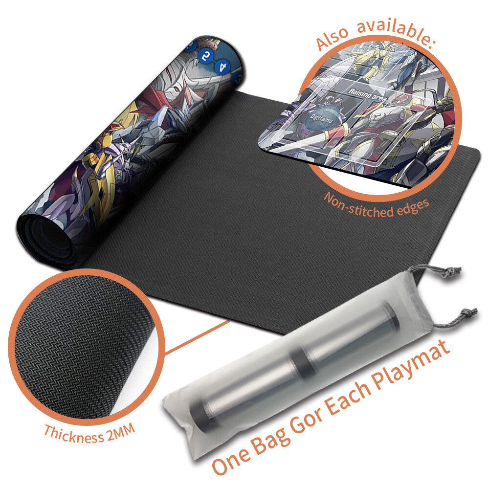 Board Game Digimon Playmat With Card Zones Mousepad Playmat of TCG CCG Stitched Edge