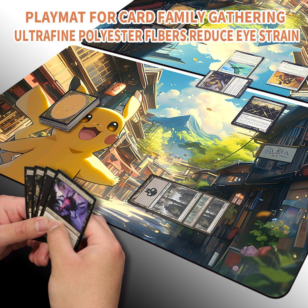 New Pokemon Pikachu Playmat Stitched Edge with Free Bag | Pokemon Playmat Stitched Edge With Zones | 391656
