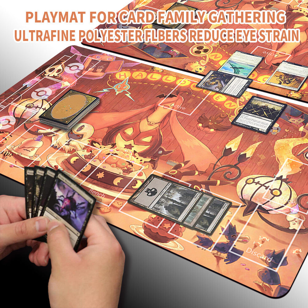 NEW Pokemon Playmat Stitched Edge with Card Zones Free Bag Rubber Playmat Stitched Edge Compatible Pokemon