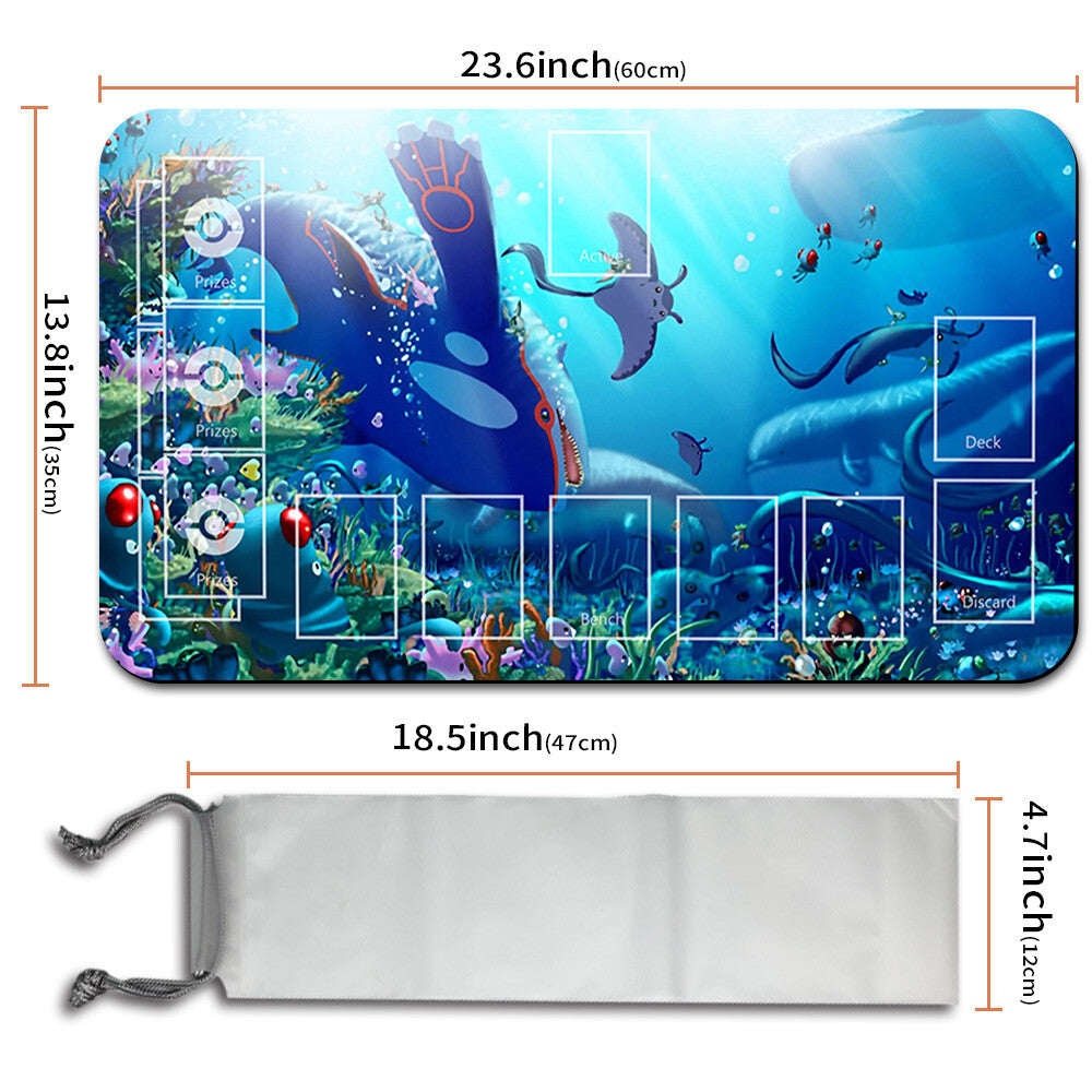 Pokemon Kyogre Playmat Stitched Edge With Zones + Free Bag Card Game Playmat Stitched Edge of MTG TCG CCG