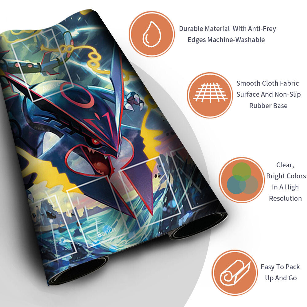 New Pokemon Mega Rayquaza Playmat Stitched Edge with Free Bag | Pokemon Playmat Stitched Edge With Zones