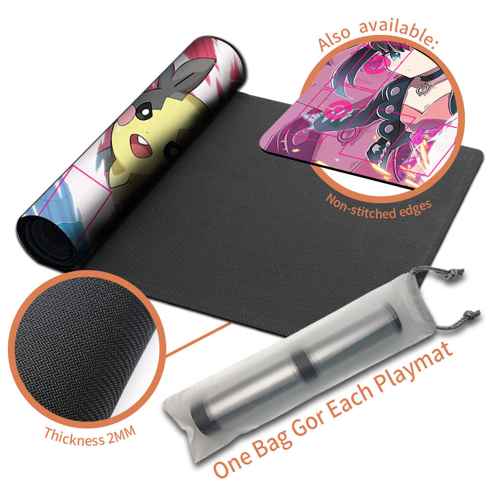 Pokemon Playmat Stitched Edge With Zones + Free Bag Trading Card Game Playmat Stitched Edge of MTG TCG CCG