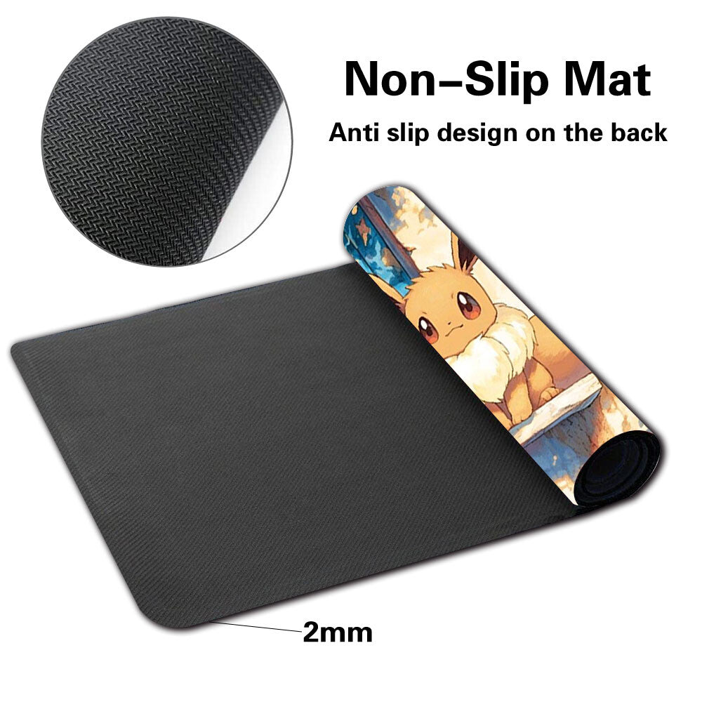 458986 - Board Game Pokemon Eevee Playmat Stitched Edge Games Mousepad Play Mat of TCG