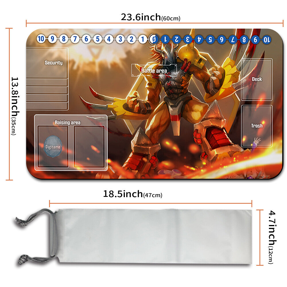 Board Game Digimon Playmat With Card Zones Mousepad Playmat of TCG CCG Stitched Edge