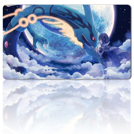 Pokemon67 - Board Game Pokemon Rayquaza Playmat Stitched Edge Games Mousepad Play Mat of TCG