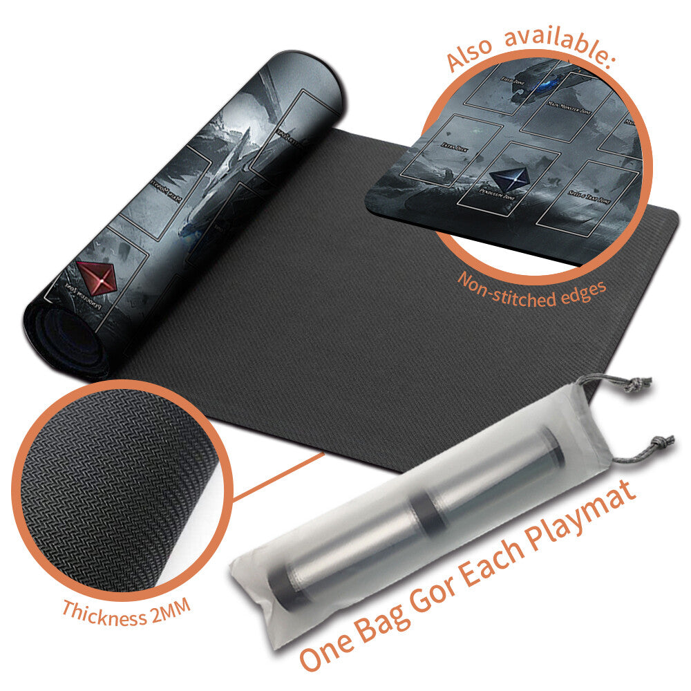 Yugioh Playmat Stitched Edge With Card Zones Yugioh Mouse pad Playmat Stitched Edge of Yugioh TCG