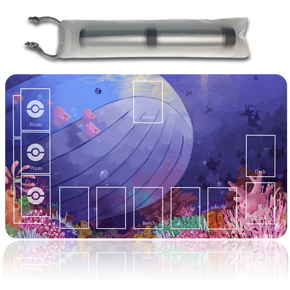 NEW Pokemon Playmat Stitched Edge with Card Zones Free Bag Rubber Playmat Stitched Edge Compatible Pokemon