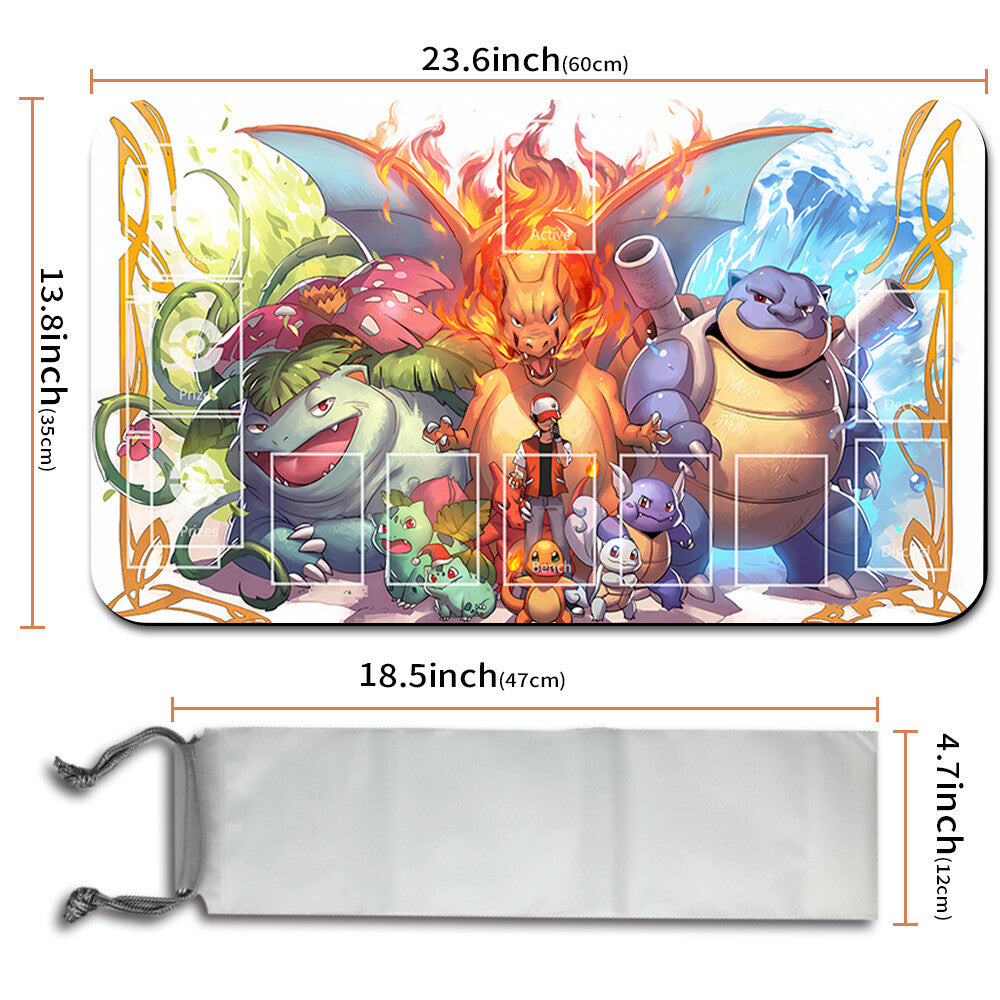 Pokemon Playmat Stitched Edge With Zones + Free Bag Trading Card Game Playmat Stitched Edge of MTG TCG CCG