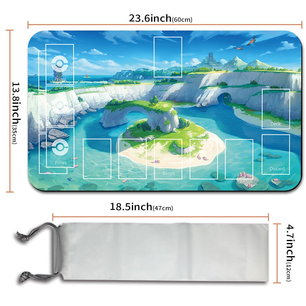 NEW Pokemon Playmat Stitched Edge with Card Zones Free Bag Rubber Playmat Stitched Edge Compatible Pokemon