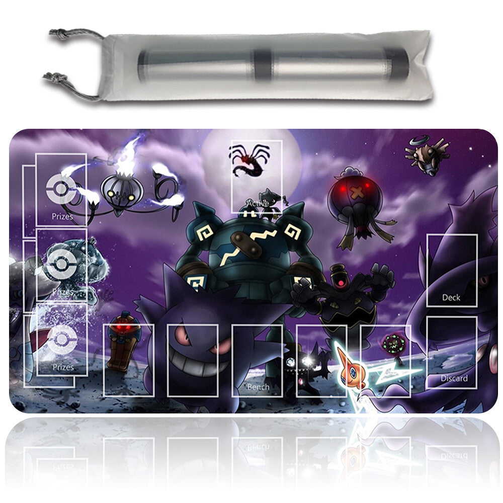 Pokemon Playmat Stitched Edge gengar With Zones + Free Bag Trading Card Game Playmat Stitched Edge of TCG