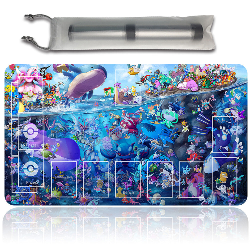 Pokemon Playmat Stitched Edge With Zones + Free Bag Trading Card Game Playmat Stitched Edge of MTG TCG CCG