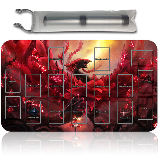 Yugioh Playmat Stitched Edge With Card Zones Yugioh Mouse pad Playmat Stitched Edge of Yugioh TCG