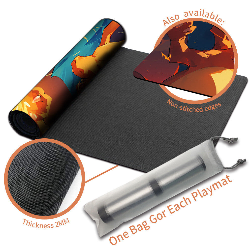 New Pokemon Charizard Playmat Stitched Edge with Free Bag | Pokemon TCG Playmat Stitched Edge | 1351146