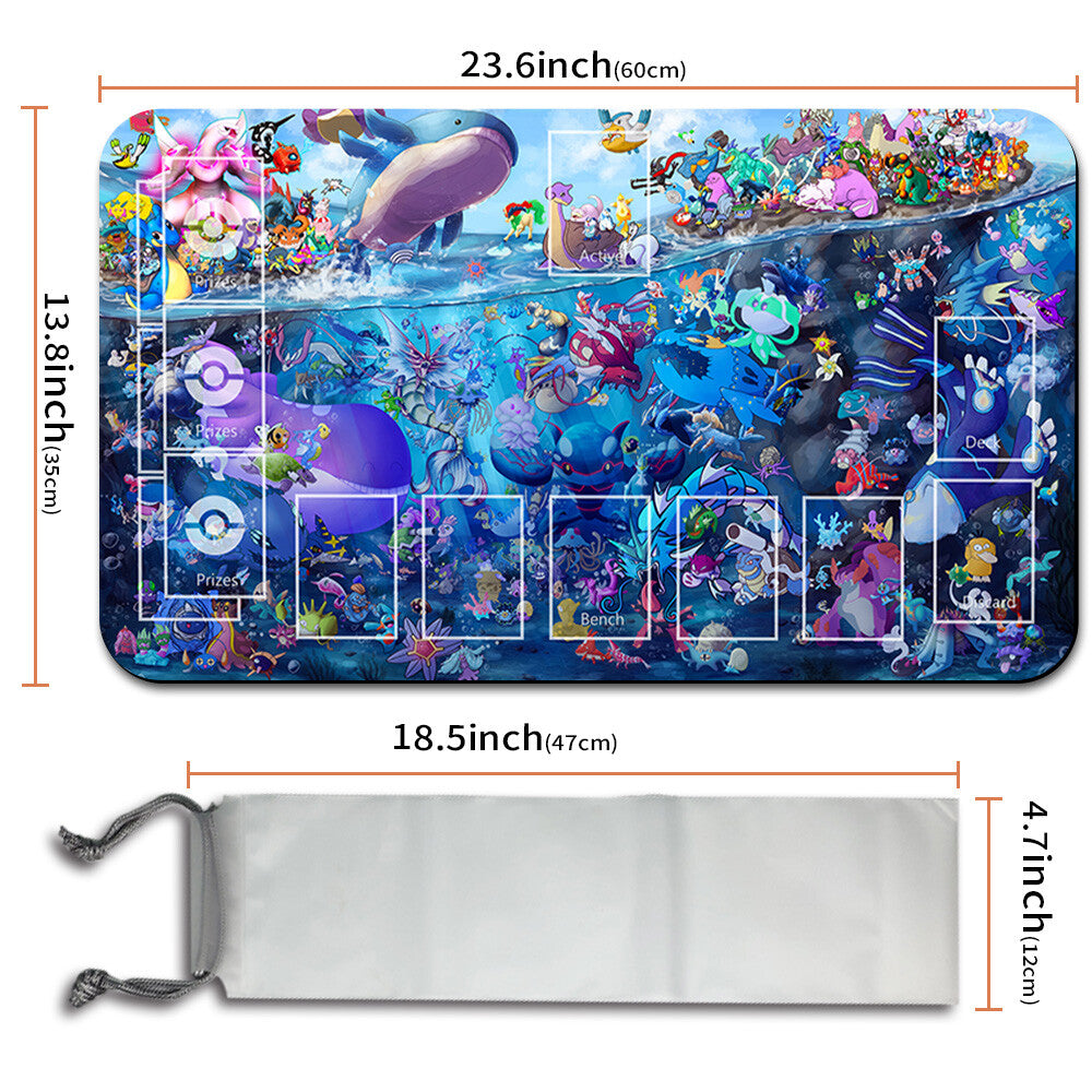 Pokemon Playmat Stitched Edge With Zones + Free Bag Trading Card Game Playmat Stitched Edge of MTG TCG CCG
