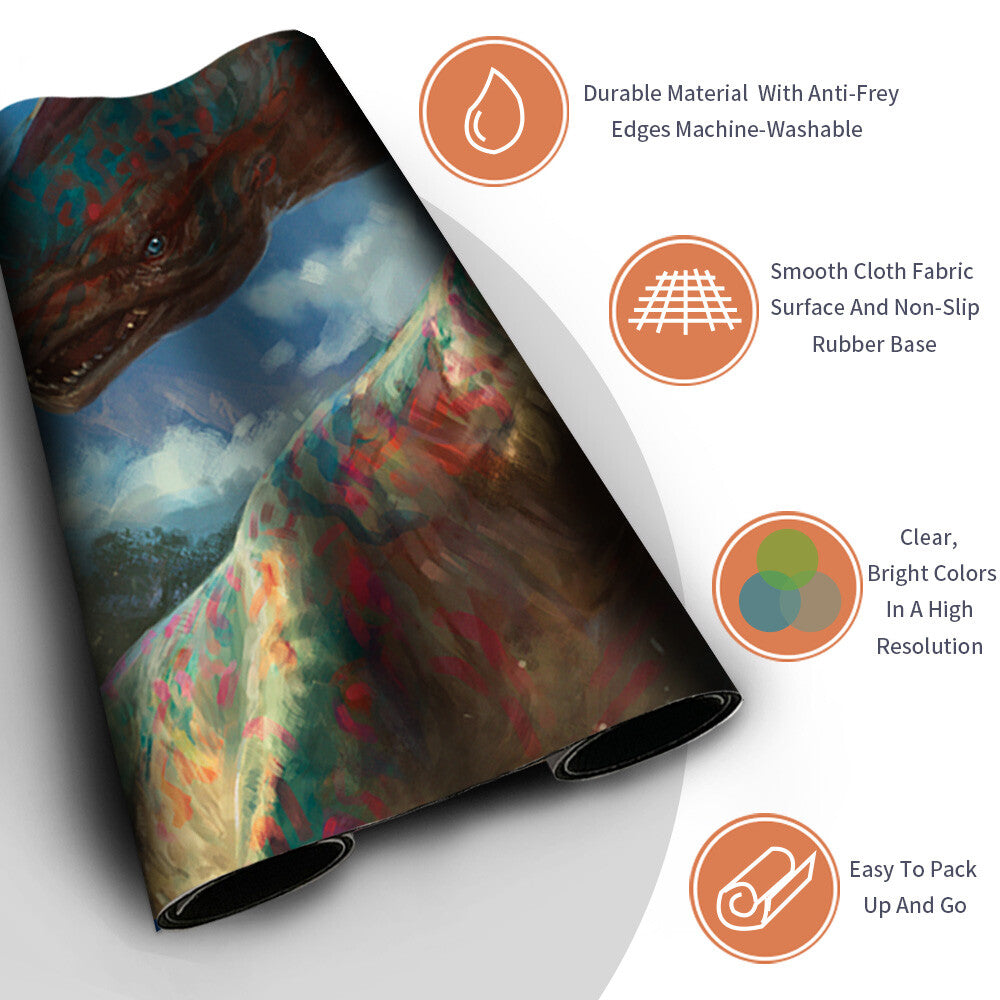 THRASHING BRONTODON - Magic The Gathering MTG Playmat TCG CCG MTG Playmat Stitched Edge
