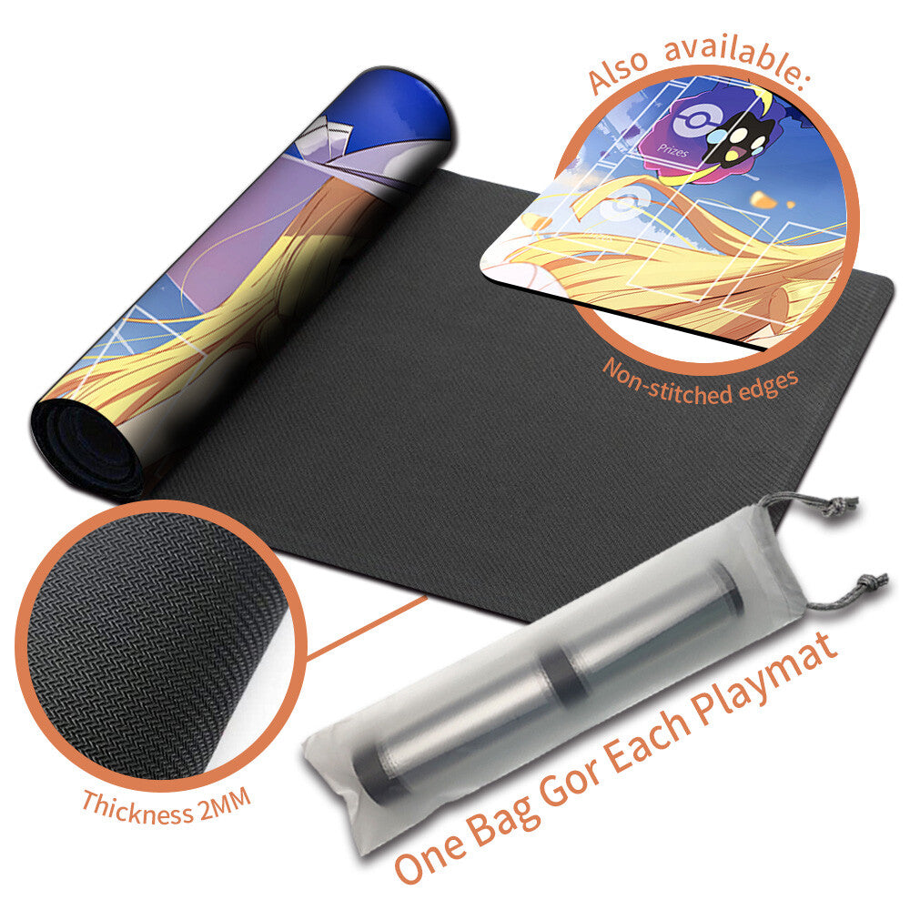 NEW Pokemon Playmat Stitched Edge with Card Zones Free Bag Rubber Playmat Stitched Edge Compatible Pokemon