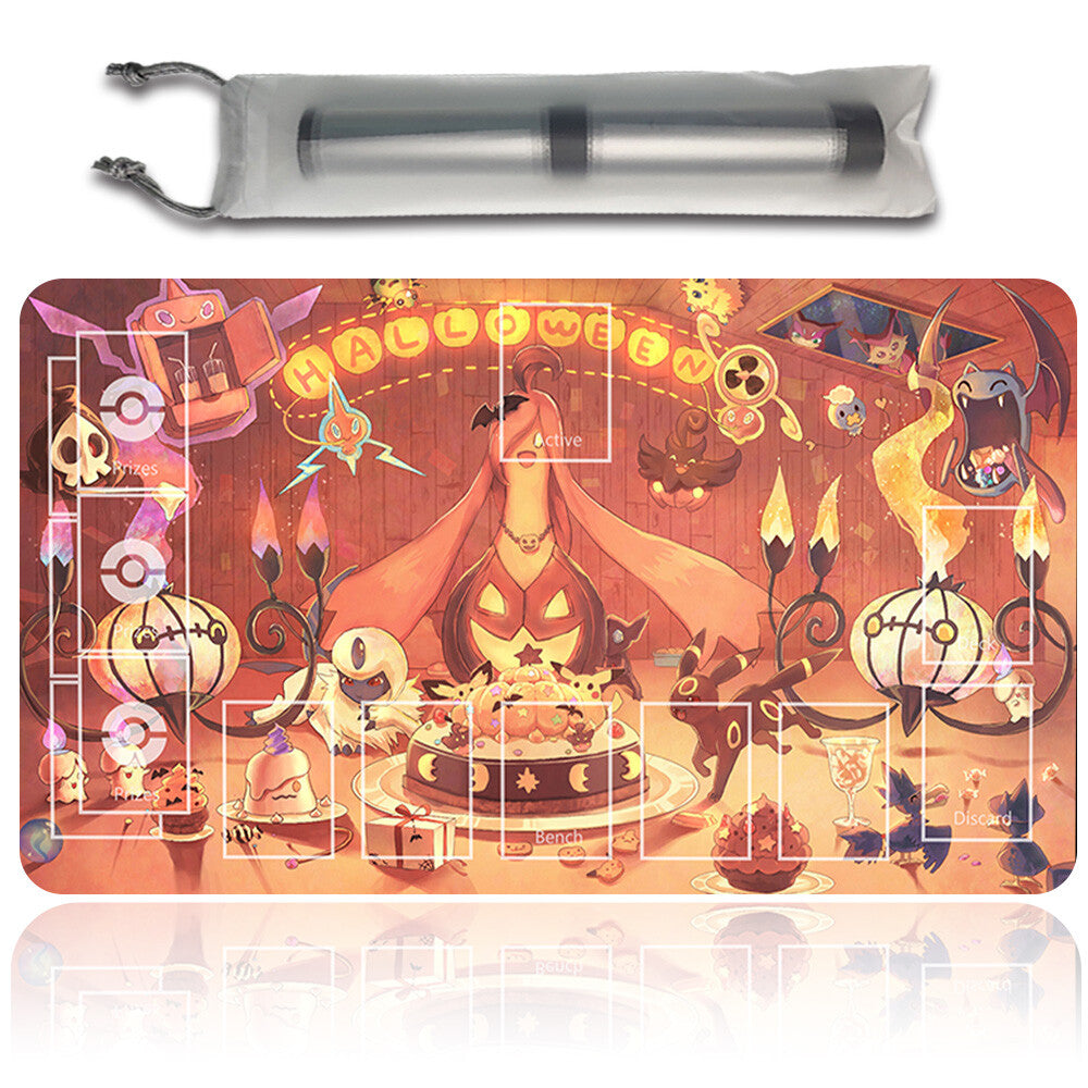 NEW Pokemon Playmat Stitched Edge with Card Zones Free Bag Rubber Playmat Stitched Edge Compatible Pokemon