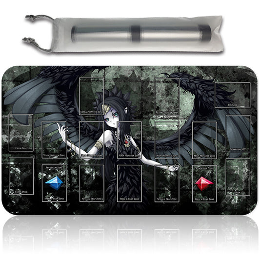 Yugioh Playmat Stitched Edge With Card Zones Yugioh Mouse pad Playmat Stitched Edge of Yugioh TCG