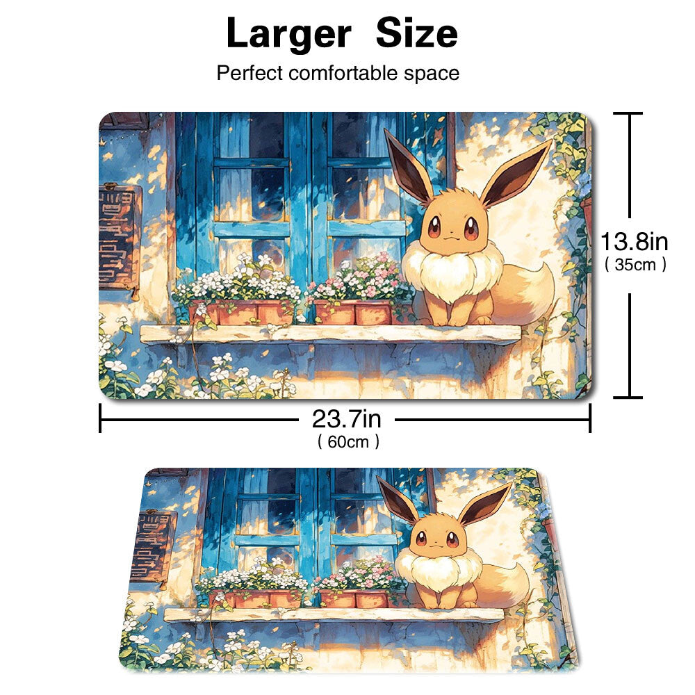 458986 - Board Game Pokemon Eevee Playmat Stitched Edge Games Mousepad Play Mat of TCG