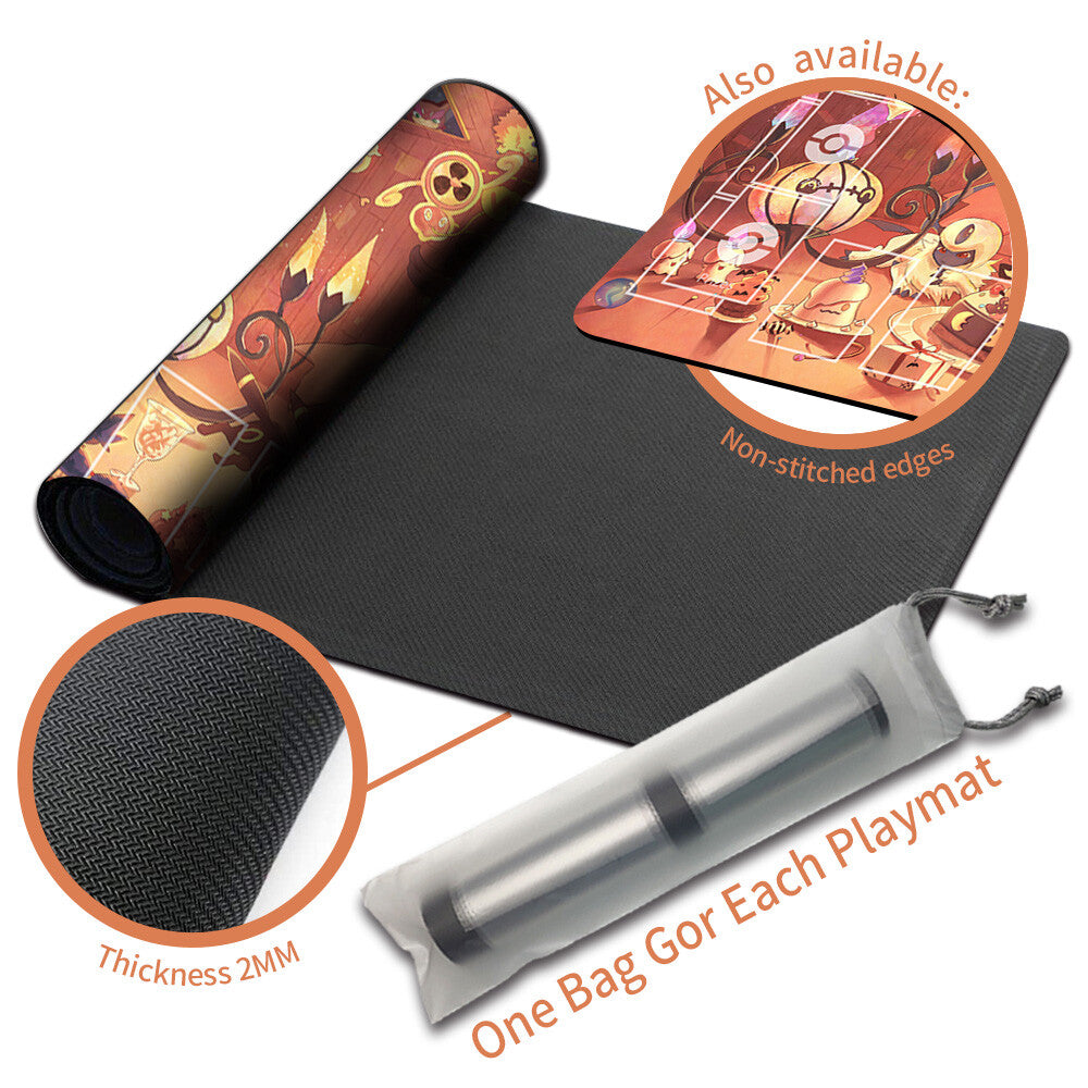 NEW Pokemon Playmat Stitched Edge with Card Zones Free Bag Rubber Playmat Stitched Edge Compatible Pokemon