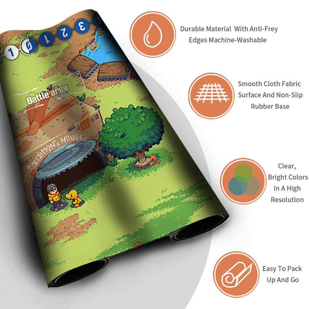 Board Game Digimon Playmat With Card Zones Mousepad Playmat of TCG CCG Stitched Edge