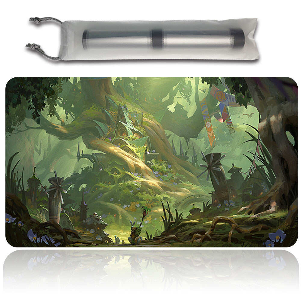 Three Tree City - Magic The Gathering MTG Playmat TCG CCG MTG Playmat Stitched Edge