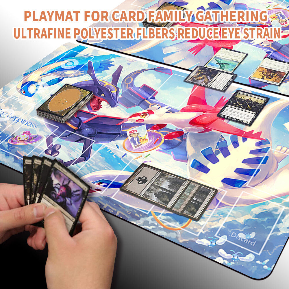 Pokemon Playmat Stitched Edge With Zones + Free Bag Trading Card Game Playmat Stitched Edge of MTG TCG CCG