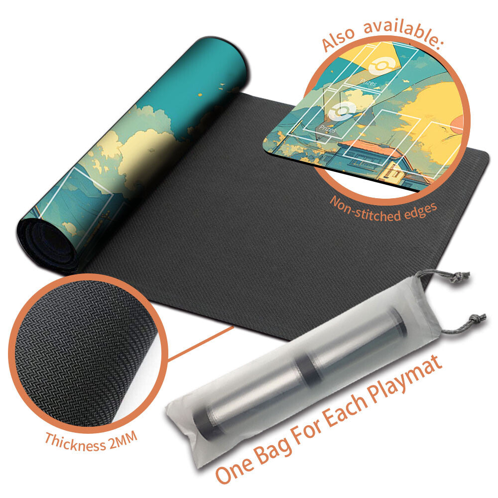 New Pokemon Pikachu Playmat Stitched Edge with Free Bag | Pokemon Playmat Stitched Edge With Zones | 146521