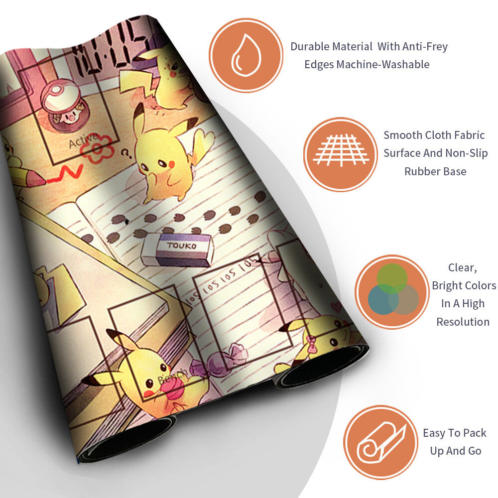 Pokemon Pikachu Playmat Stitched Edge With Zones + Free Bag Games Playmat Stitched Edge of MTG TCG CCG