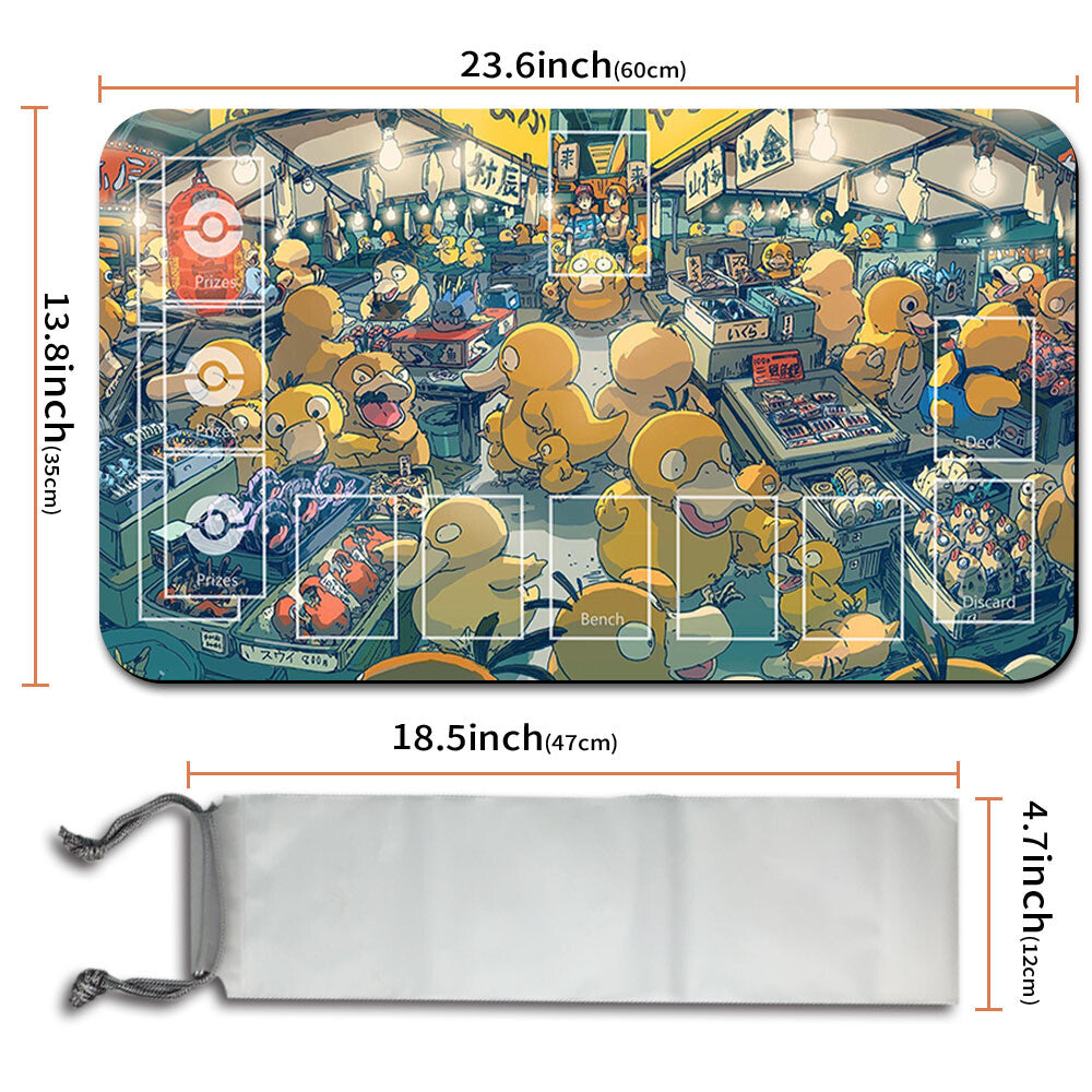 New Pokemon Psyduck Playmat Stitched Edge with Free Bag | Pokemon Playmat Stitched Edge With Zones | 702973
