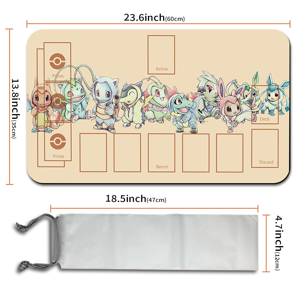 Pokemon Playmat Stitched Edge With Zones + Free Bag Trading Card Game Playmat Stitched Edge of MTG TCG CCG