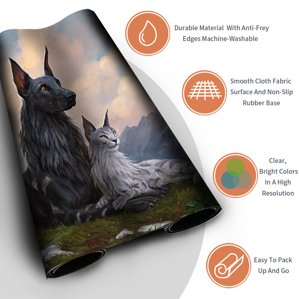 RIN AND SERI, INSEPARABLE -Magic The Gathering Playmat MTG CCG TCG Playmat Stitched Edge