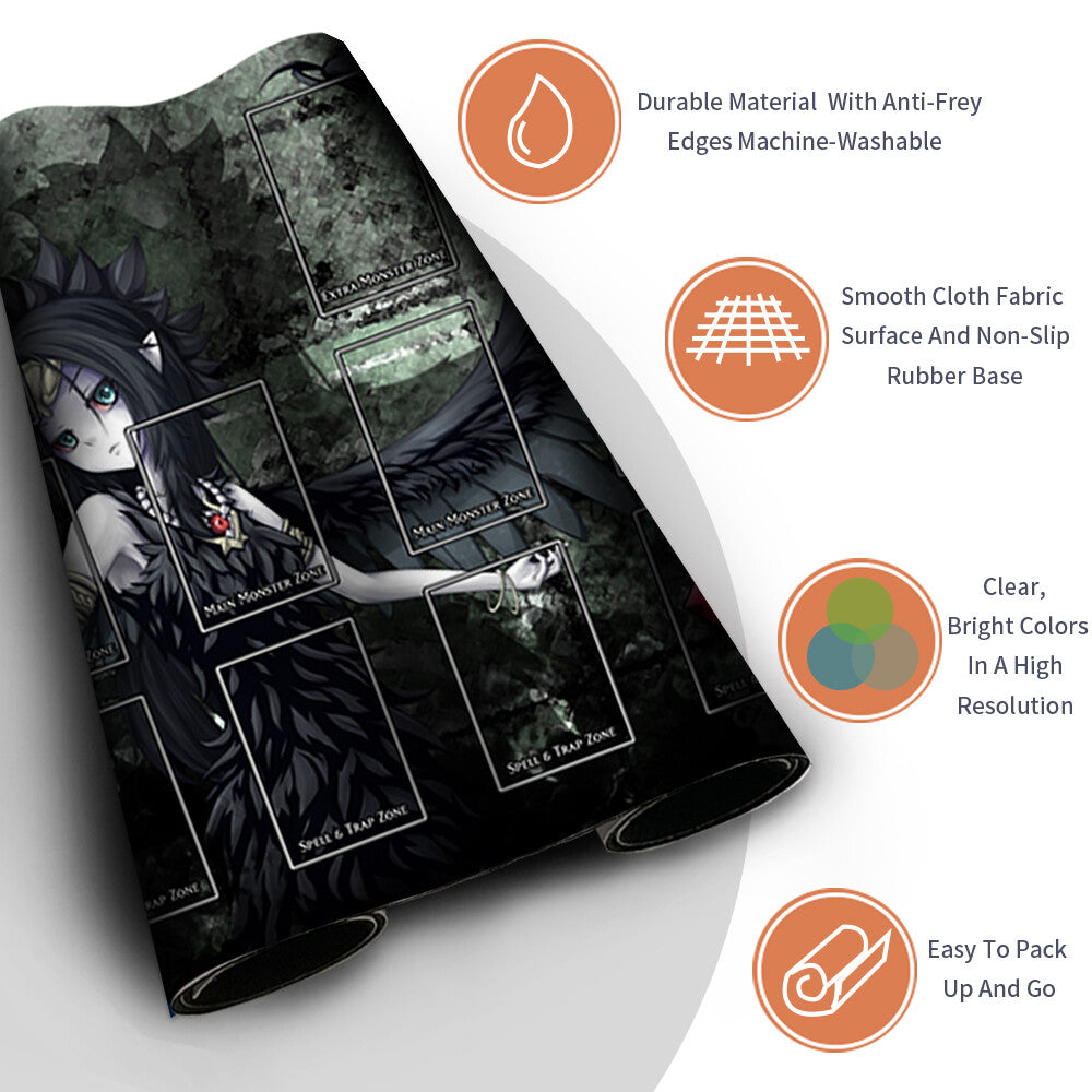 Yugioh Playmat Stitched Edge With Card Zones Yugioh Mouse pad Playmat Stitched Edge of Yugioh TCG