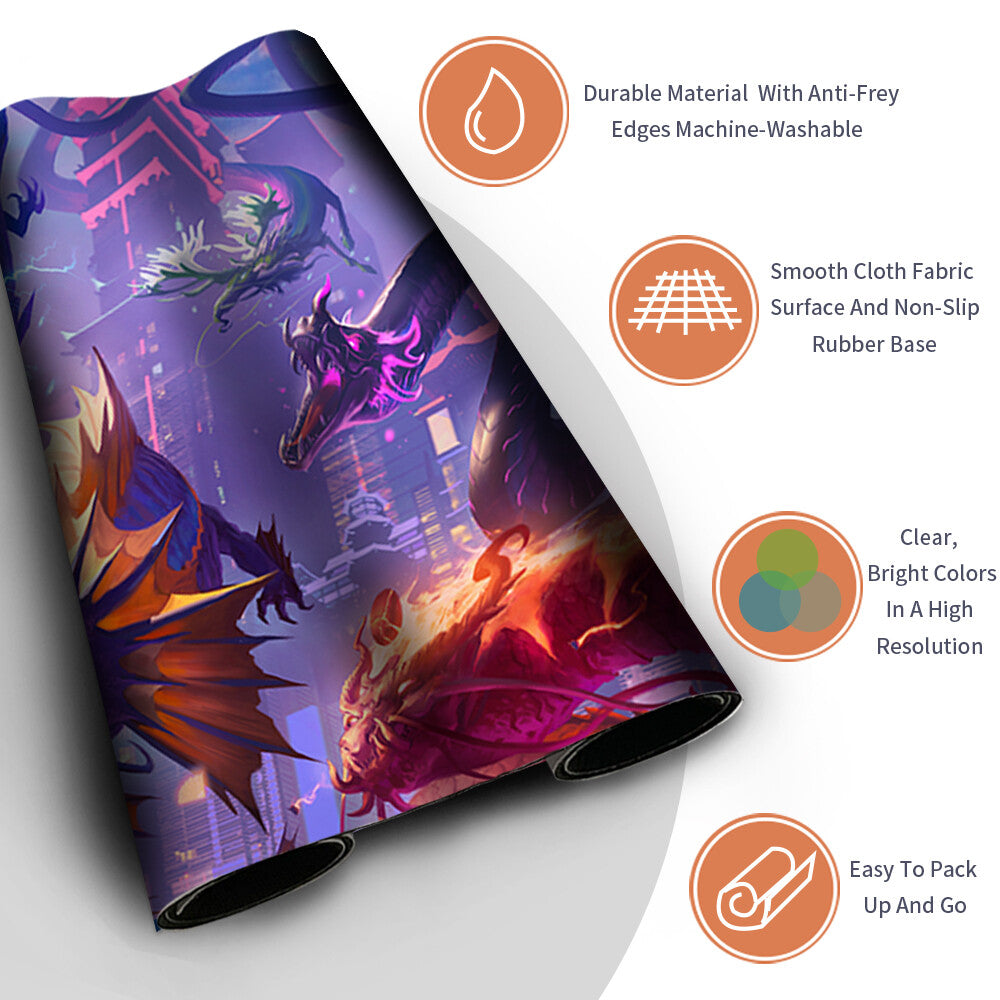 THE FIVE DRAGONS - Magic The Gathering Playmat TCG CCG MTG Playmat Stitched Edge