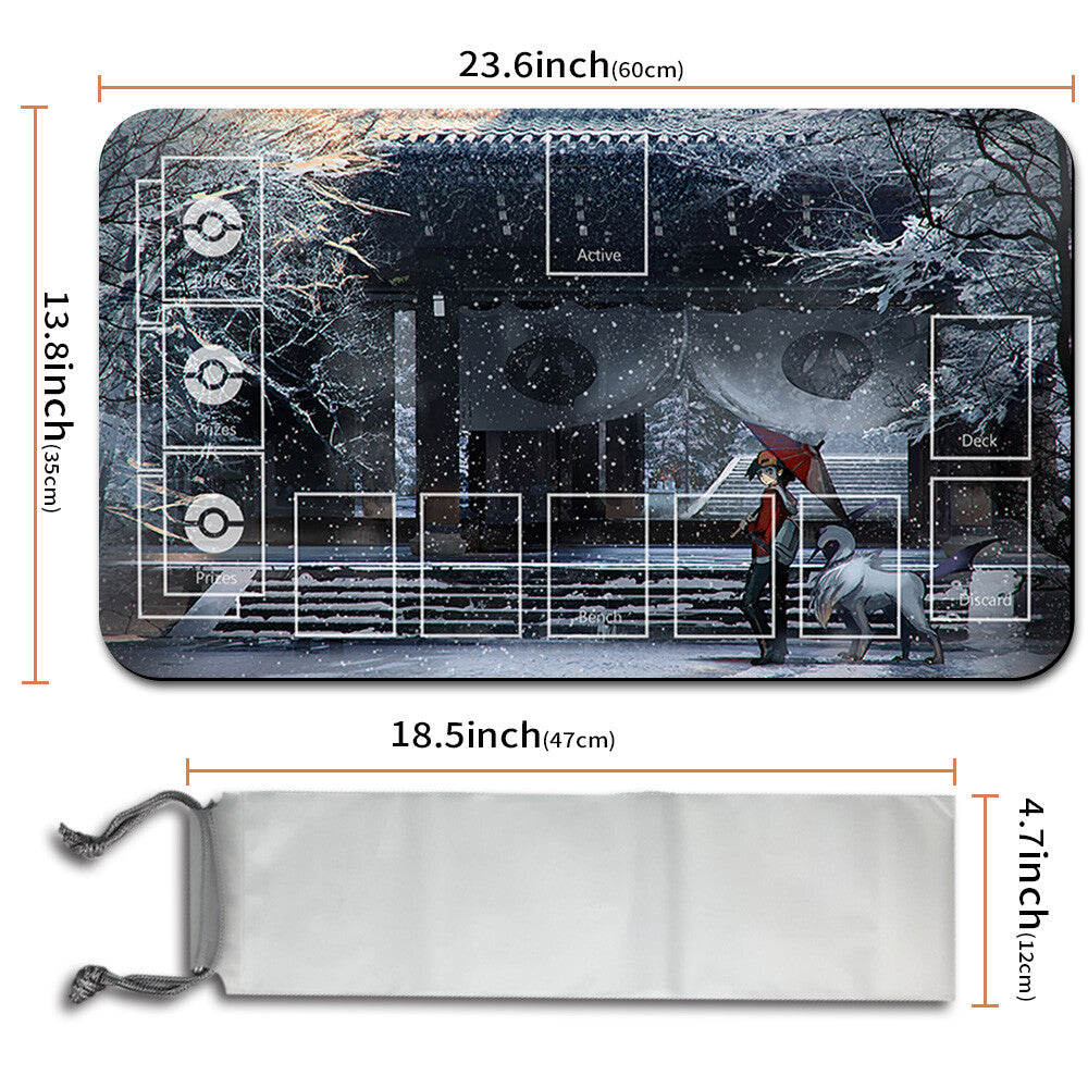 NEW Pokemon Playmat Stitched Edge with Card Zones Free Bag Rubber Playmat Stitched Edge Compatible Pokemon