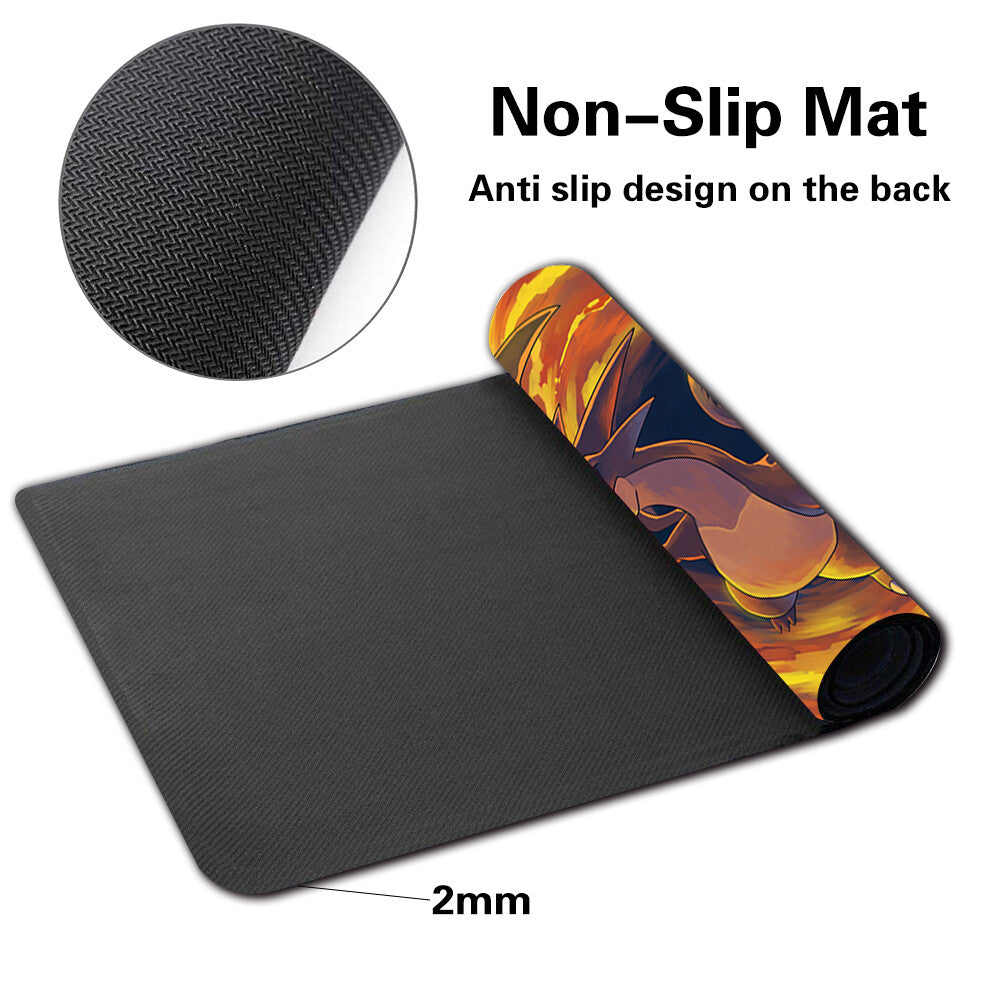 Board Game Pokemon Mega Charizard Playmat Stitched Edge Games Mousepad Play Mat of TCG-4lkg6p
