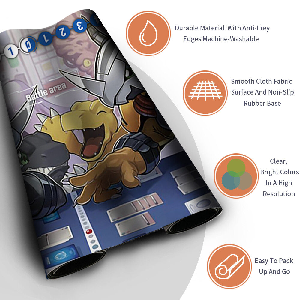 Board Game Digimon Playmat With Card Zones Mousepad Playmat of TCG CCG Stitched Edge