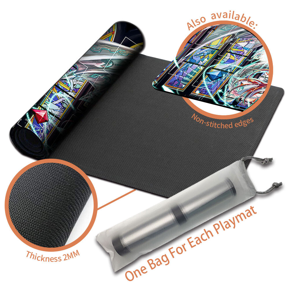 Yugioh Playmat Stitched Edge With Card Zones Yugioh Mouse pad Playmat Stitched Edge of Yugioh TCG | 201808