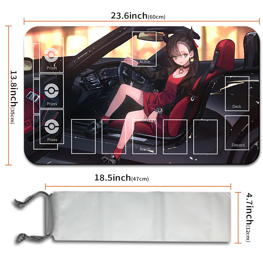 NEW Pokemon Playmat Stitched Edge with Card Zones Free Bag Rubber Playmat Stitched Edge Compatible Pokemon