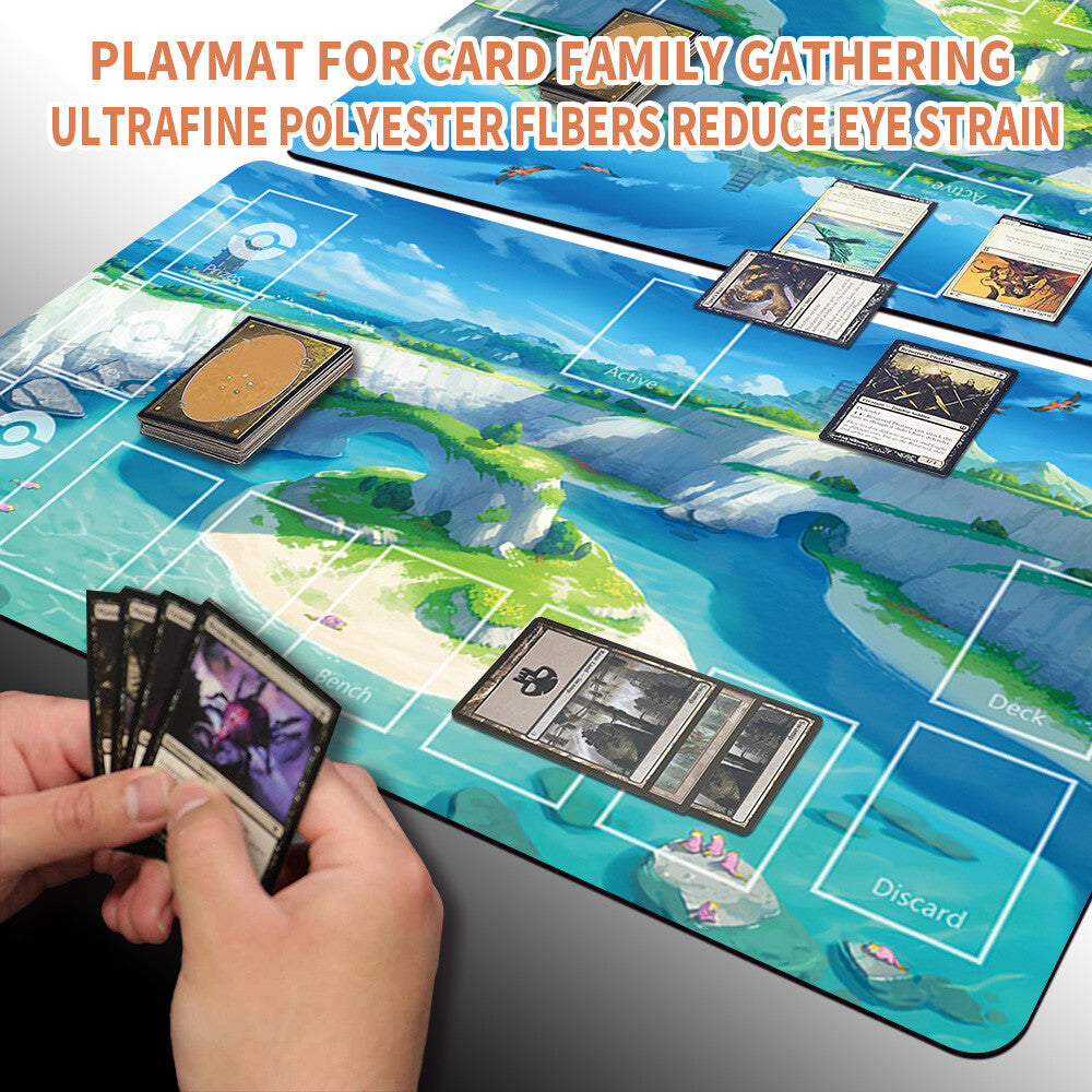 NEW Pokemon Playmat Stitched Edge with Card Zones Free Bag Rubber Playmat Stitched Edge Compatible Pokemon
