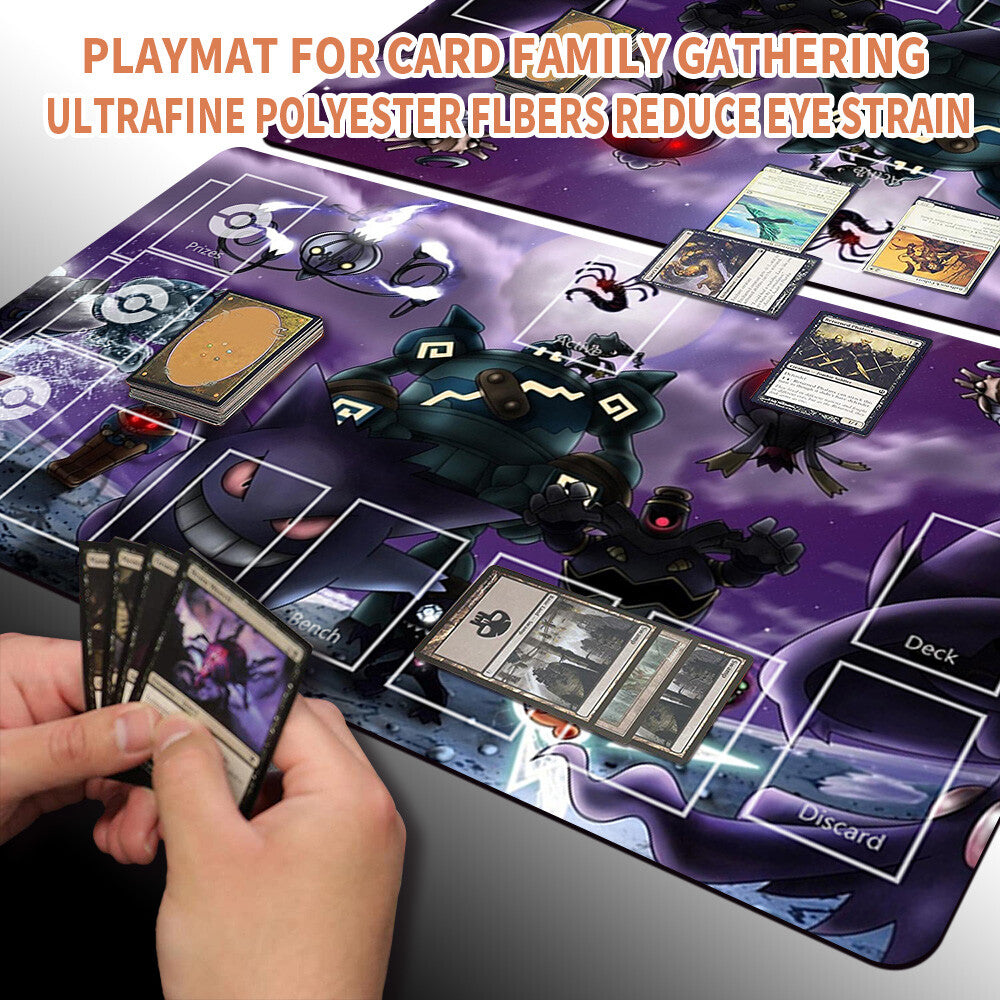 Pokemon Playmat Stitched Edge gengar With Zones + Free Bag Trading Card Game Playmat Stitched Edge of TCG