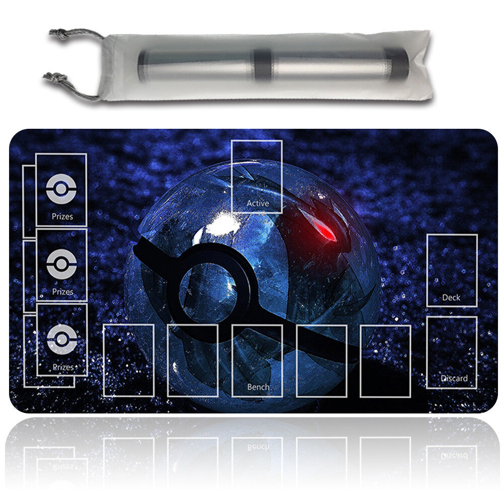 NEW Pokemon Playmat Stitched Edge with Card Zones Free Bag Rubber Playmat Stitched Edge Compatible Pokemon