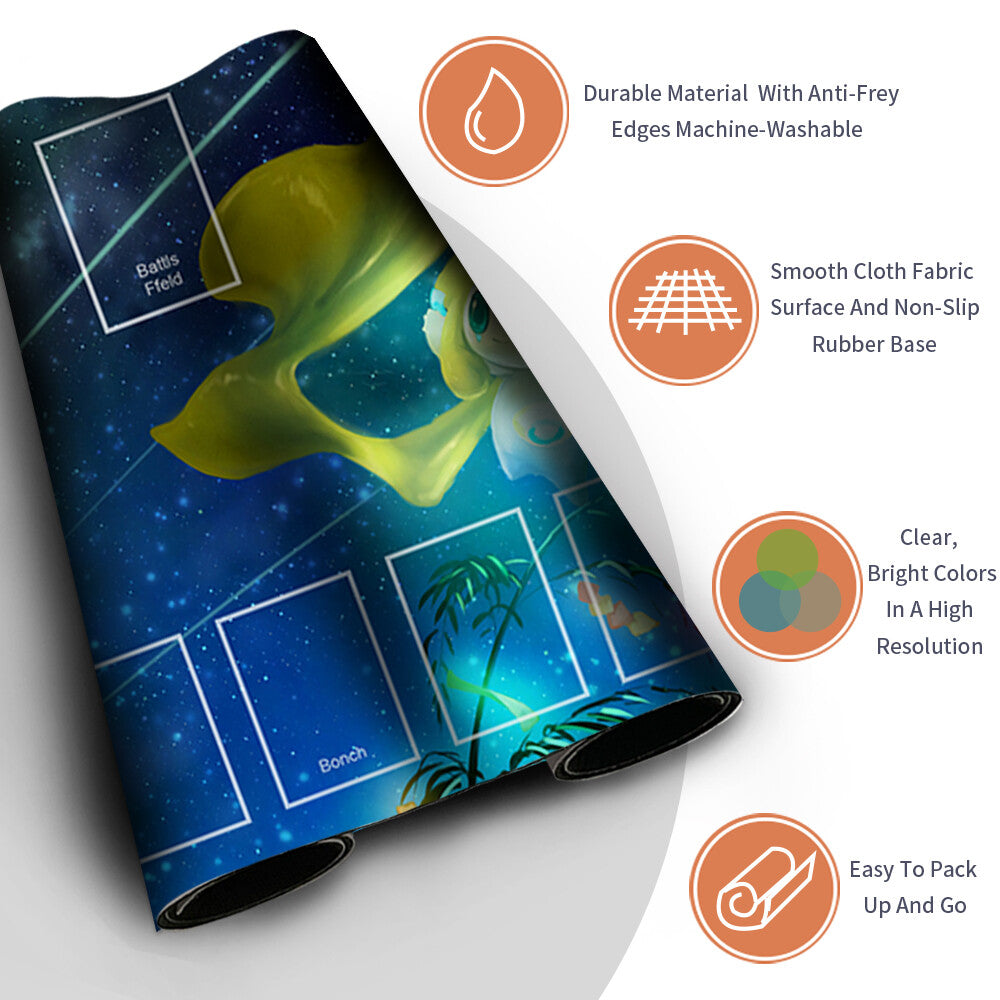 NEW Pokemon Playmat Stitched Edge with Card Zones Free Bag Rubber Playmat Stitched Edge Compatible Pokemon