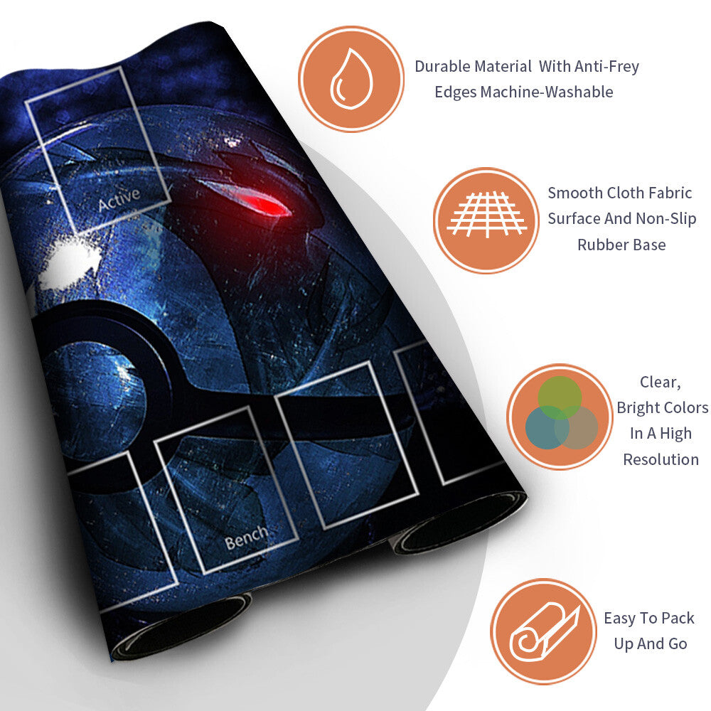 NEW Pokemon Playmat Stitched Edge with Card Zones Free Bag Rubber Playmat Stitched Edge Compatible Pokemon